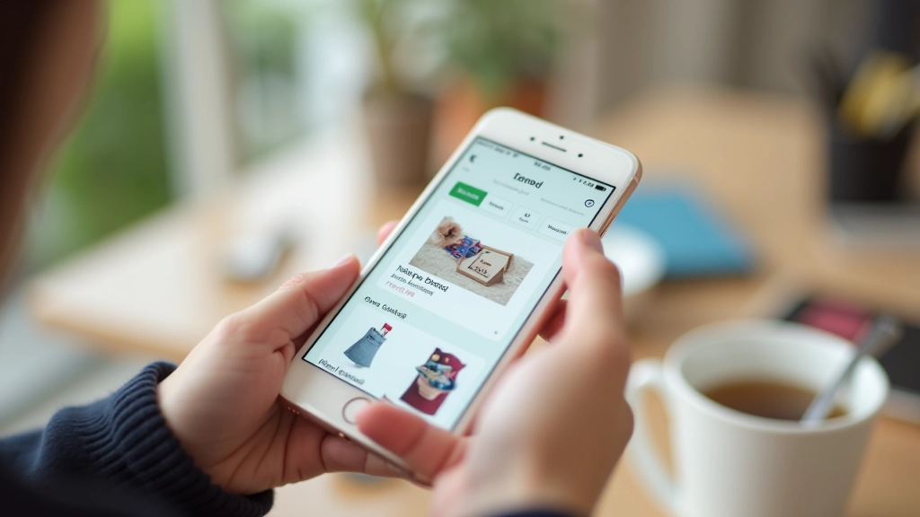 Smartphone affichant l'interface Vinted avec liste de prix et articles à vendre, écran mobile en gros plan