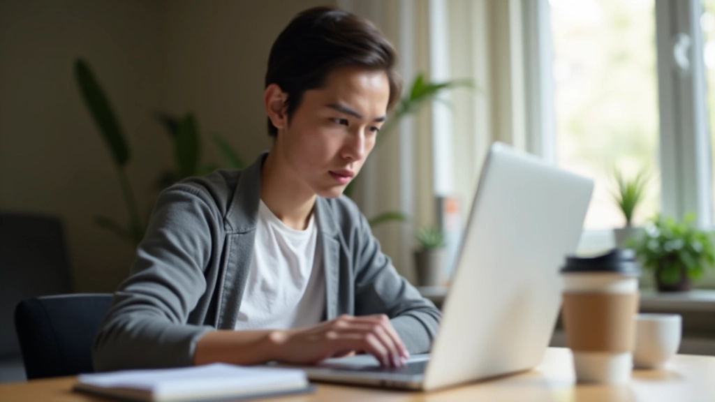 Personne travaillant sur ordinateur portable avec documents et café